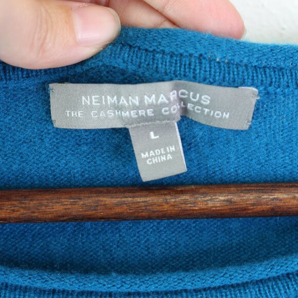 Neiman Marcus Cashmere Rolled‎ Dolman Sweater Teal Size L - Picture 4 of 8